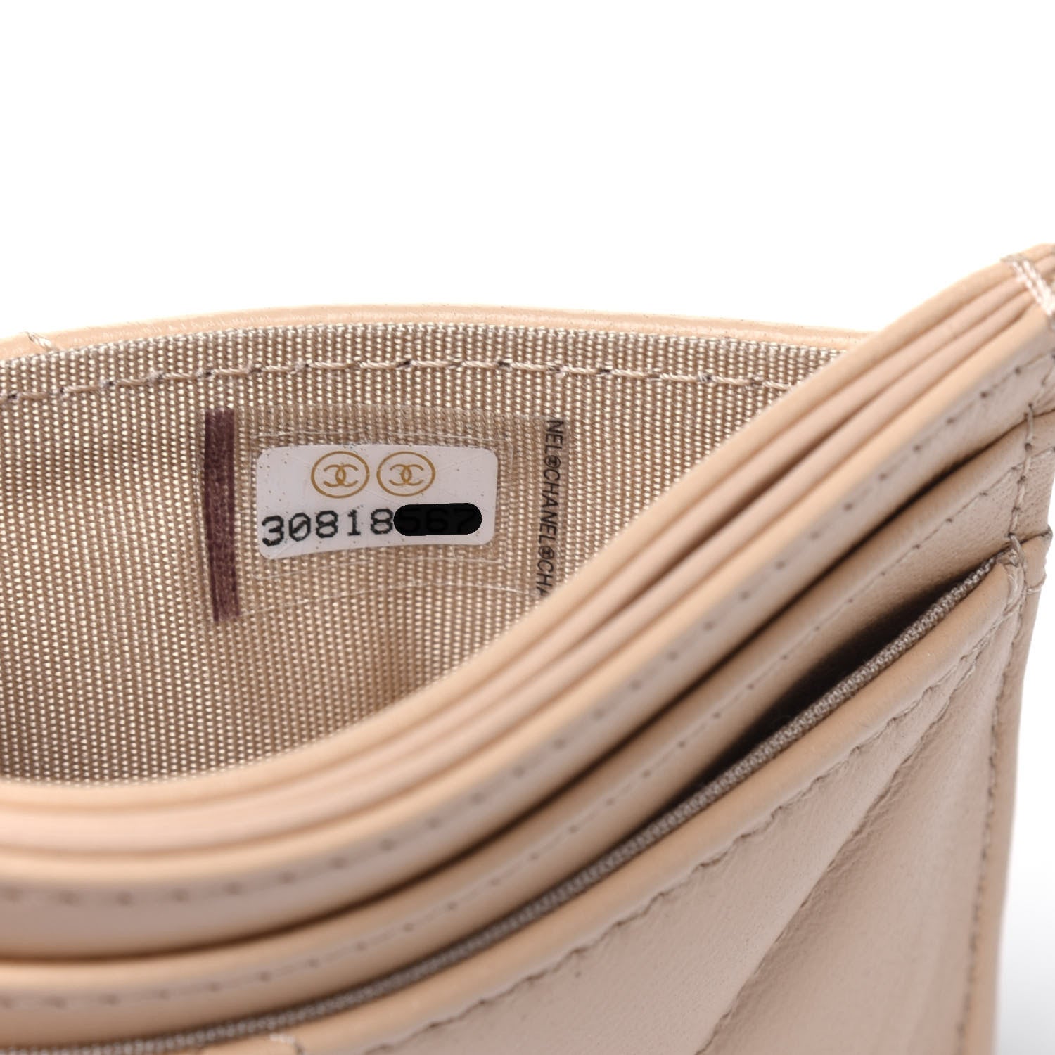 Chanel Shiny Goatskin Quilted Chanel 19 Card Holder Beige 8 of 12