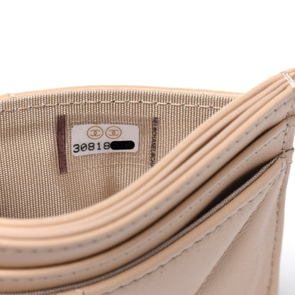 Chanel Shiny Goatskin Quilted Chanel 19 Card Holder Beige 8 of 12
