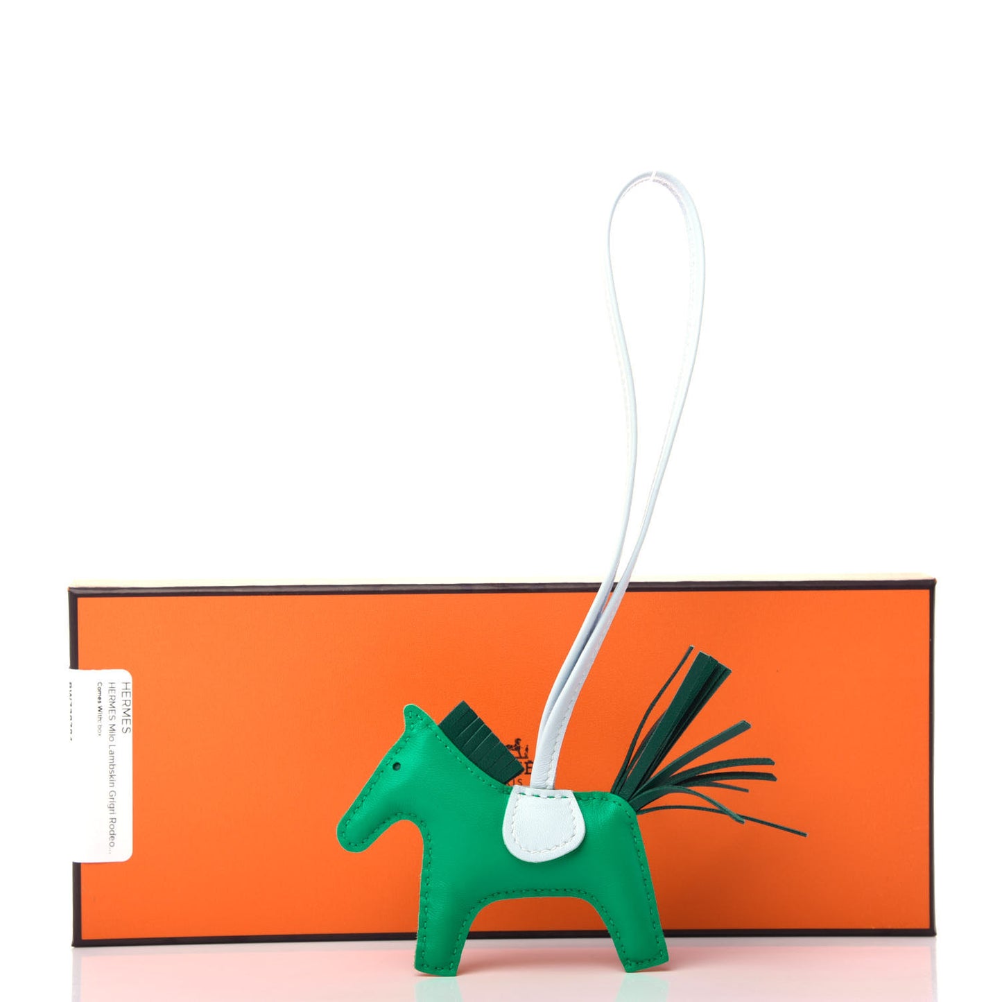 Milo Lambskin Grigri Rodeo Horse Bag Charm PM Menthe Malachite Brume
