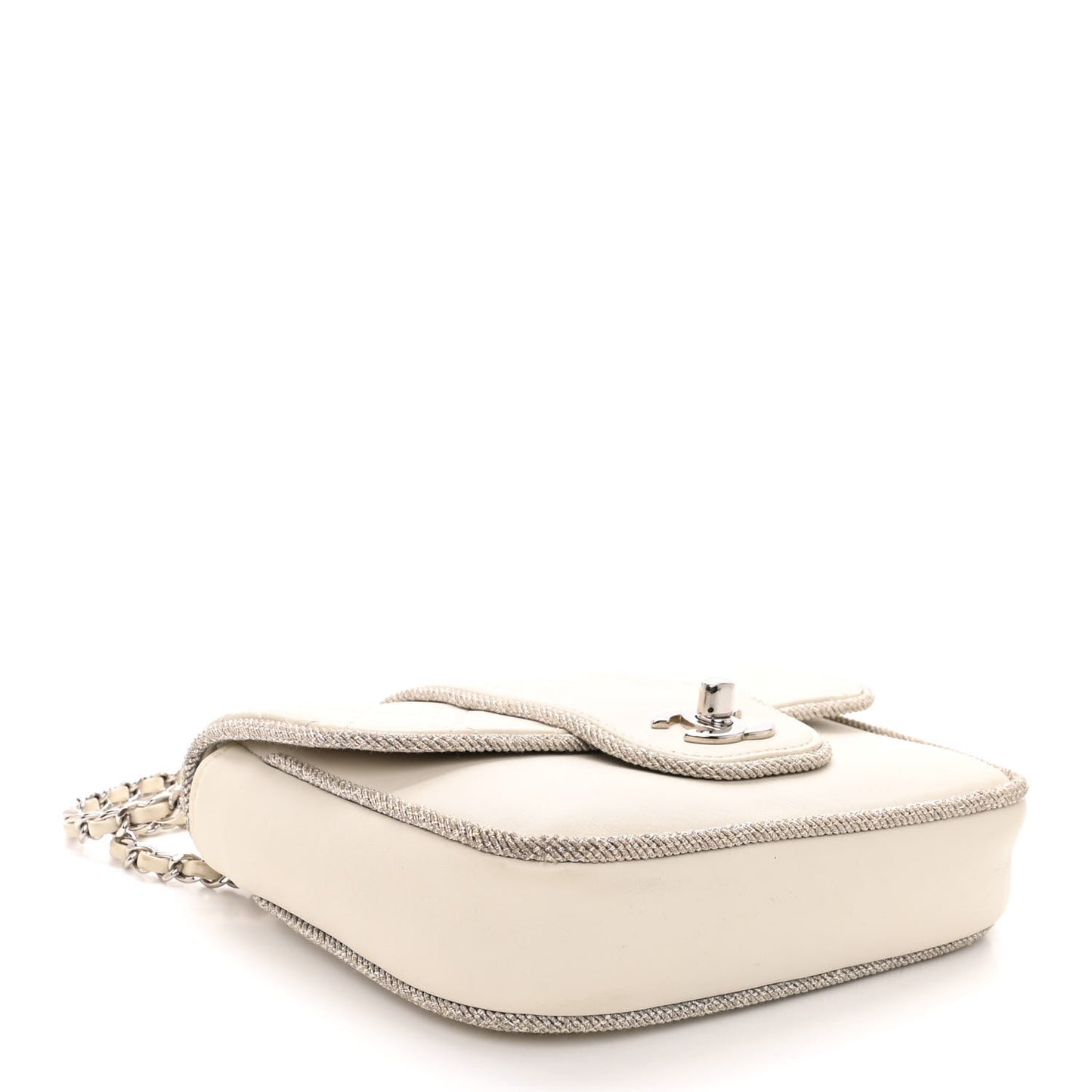 Lambskin Lurex Quilted Elementary Chic Mini Flap White
