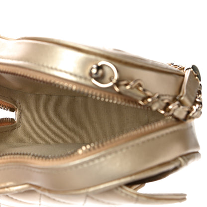 Chanel Metallic Lambskin Quilted CC In Love Heart Clutch With Chain Gold 5 of 10