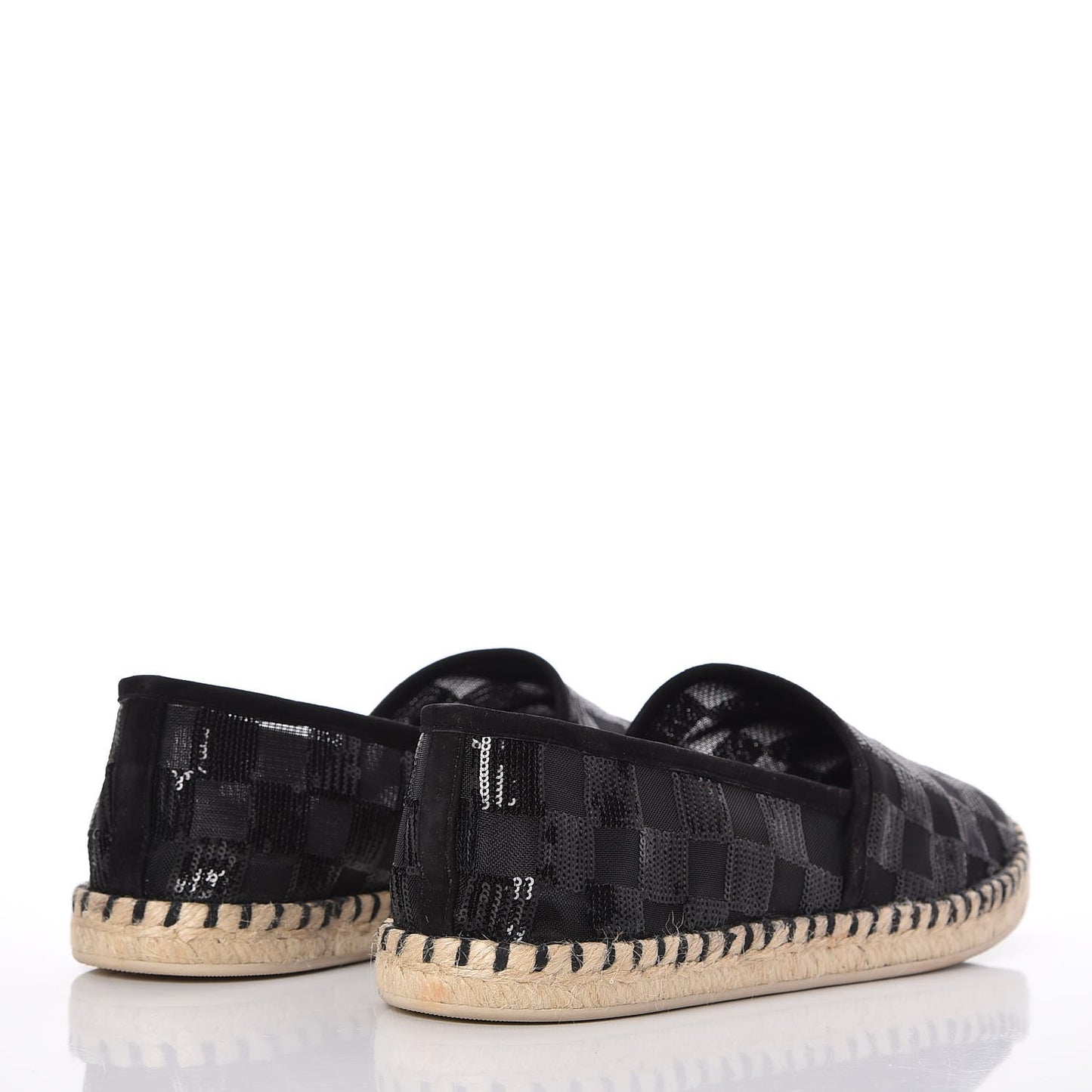 Mesh Sequin Sea Breeze Espadrille Flats 37.5 Black
