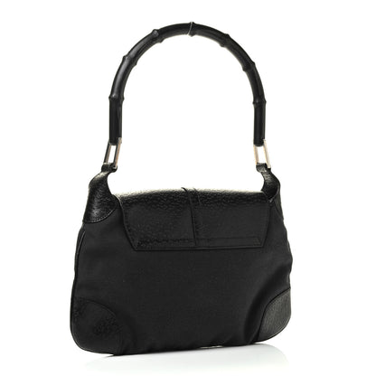 Gucci Canvas Calfskin Bamboo Handle Jackie O Hobo Black 4 of 18