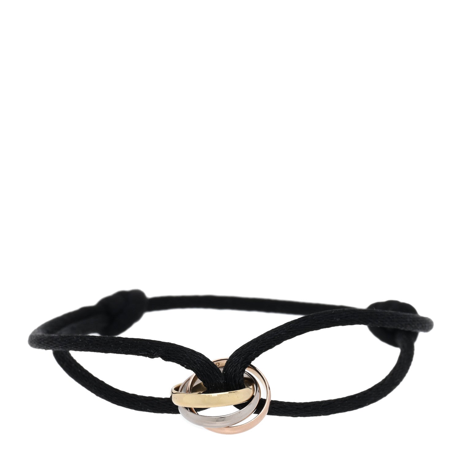 Cartier 18K Pink Yellow White Gold Trinity Adjustable Cord Bracelet Black 1 of 3