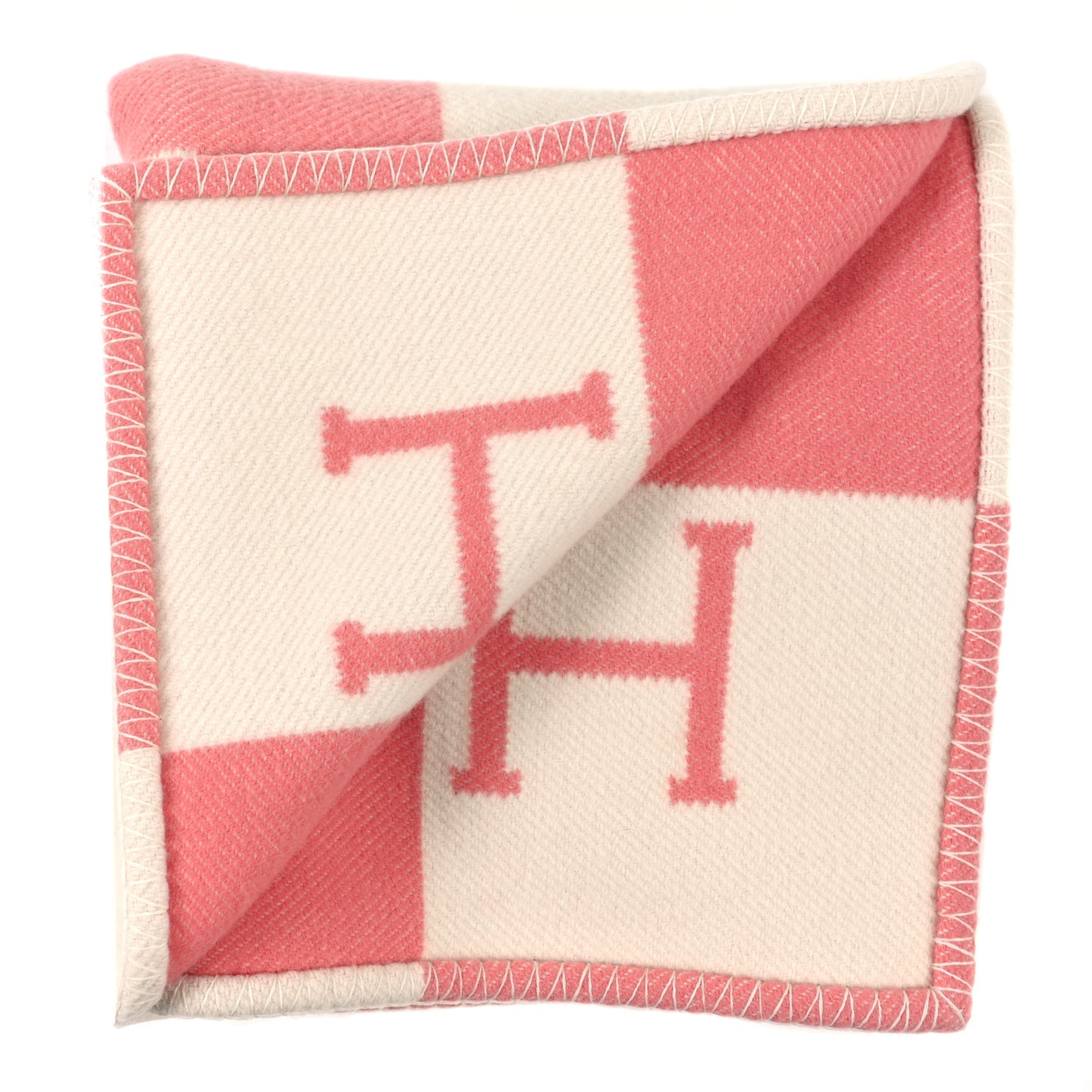 Wool Cashmere Avalon Baby Blanket Rose Airelle White