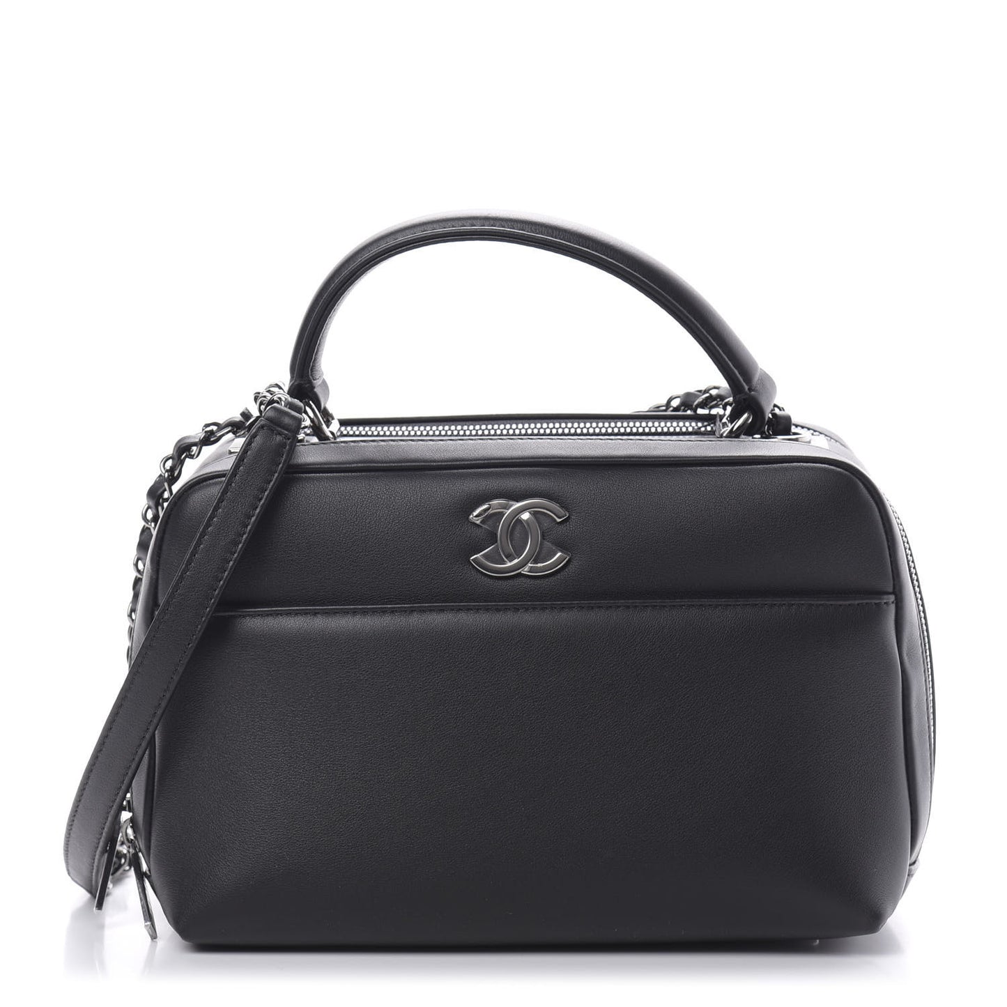 Calfskin Small Trendy CC Bowling Bag Black