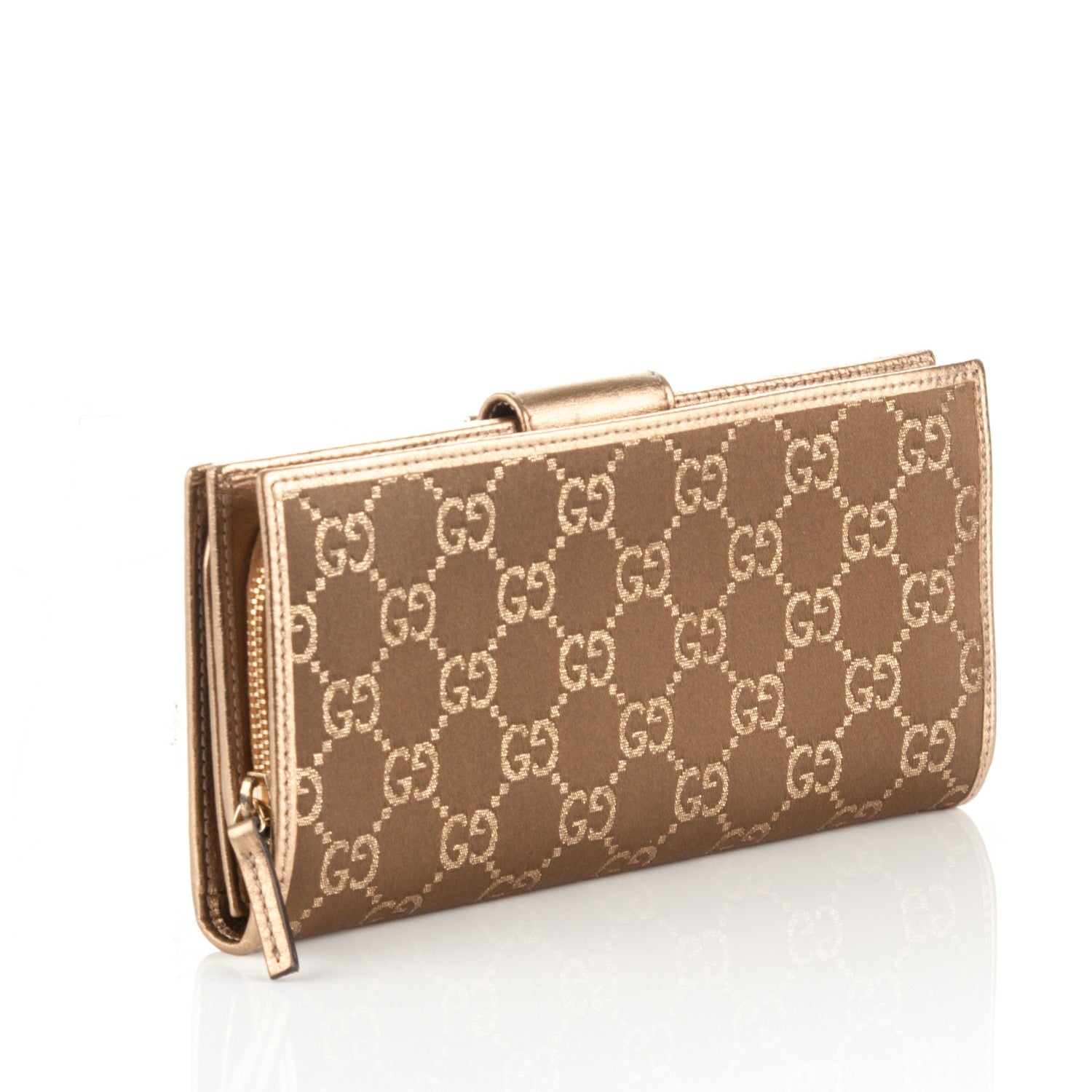 Gucci Satin Monogram Abbey Continental Wallet Bronze 3 of 7