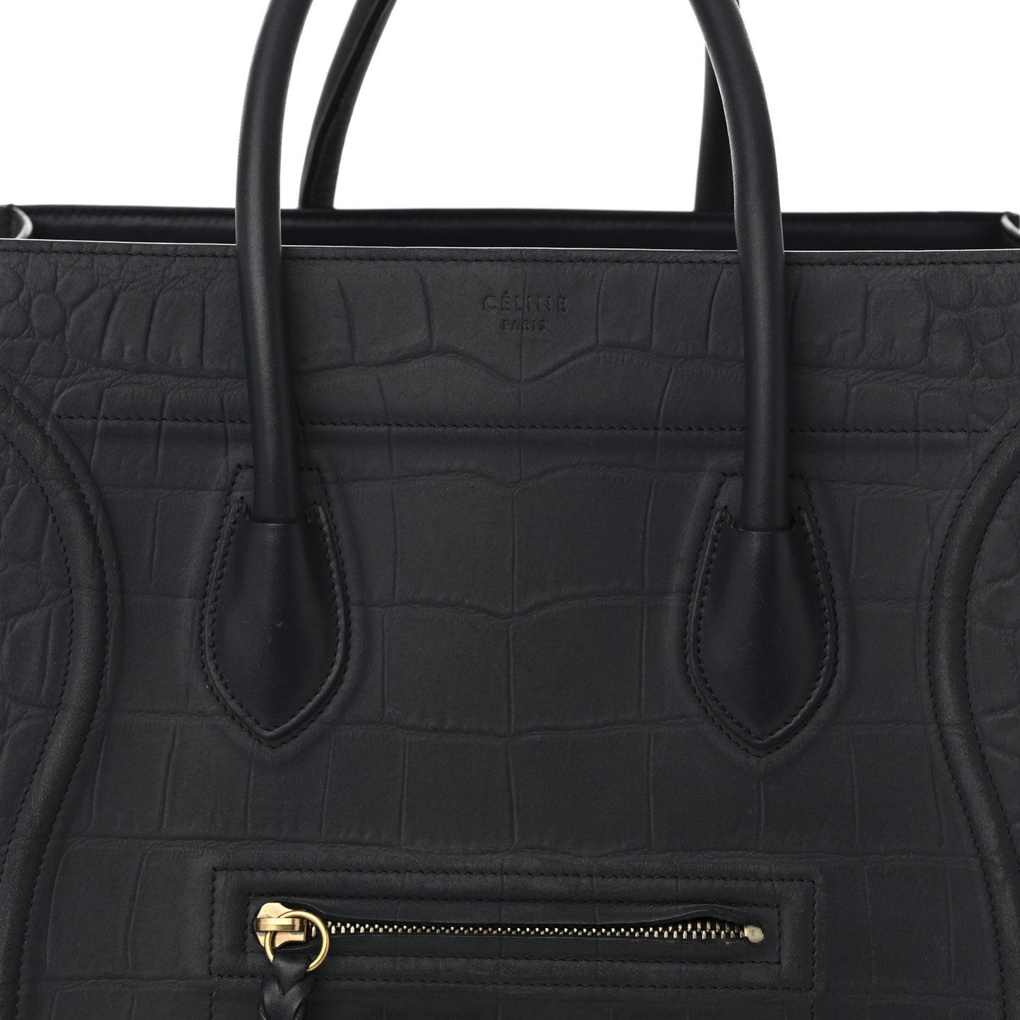 Crocodile Embossed Nubuck Medium Phantom Luggage Navy Blue