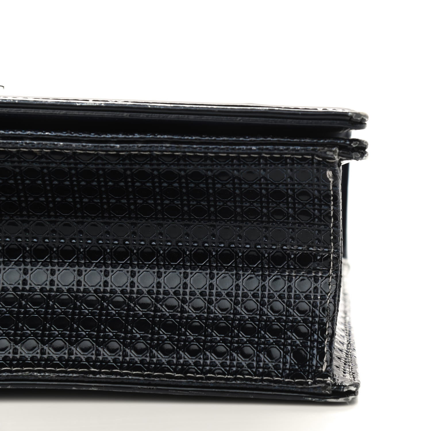 Christian Dior Metallic Patent Micro-Cannage Gradient Medium Diorama Flap Bag Silver Blue 8 of 8