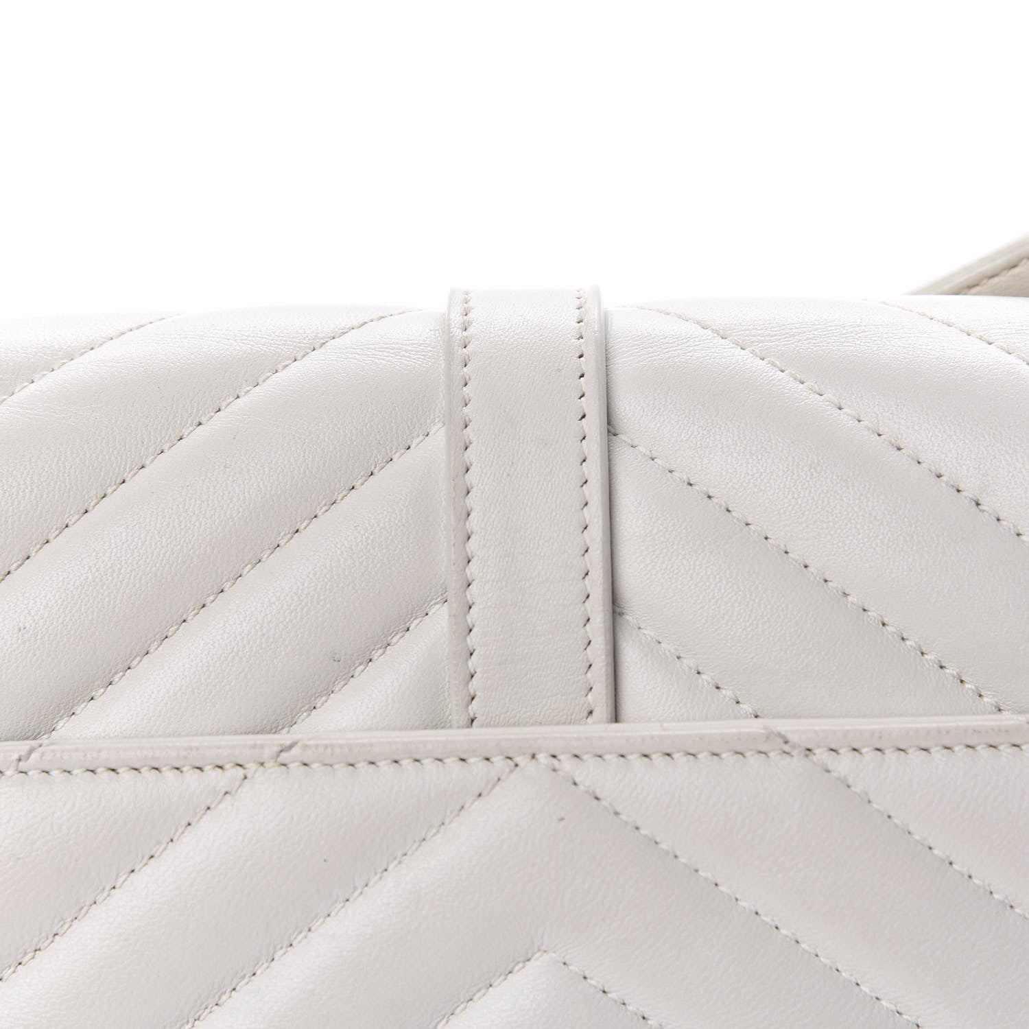 Saint Laurent Lambskin Matelasse Chevron Small Monogram Satchel Off White 7 of 21