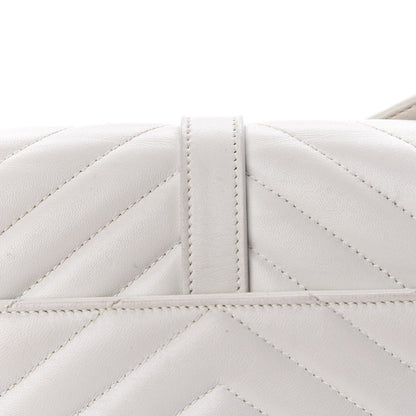 Saint Laurent Lambskin Matelasse Chevron Small Monogram Satchel Off White 7 of 21