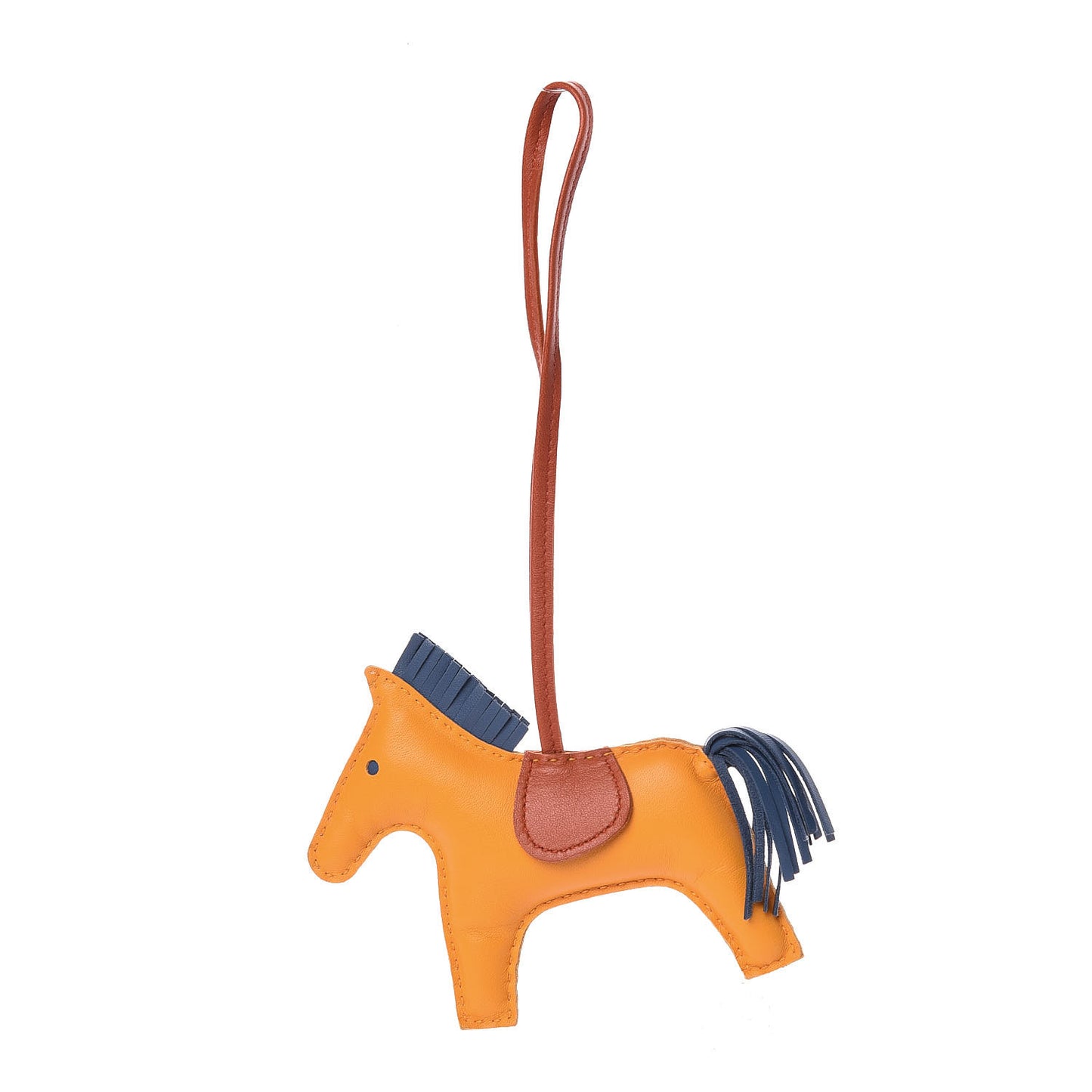 Milo Lambskin Grigri Rodeo Horse Bag Charm MM Jaune D'Or Bleu Agate Cornaline