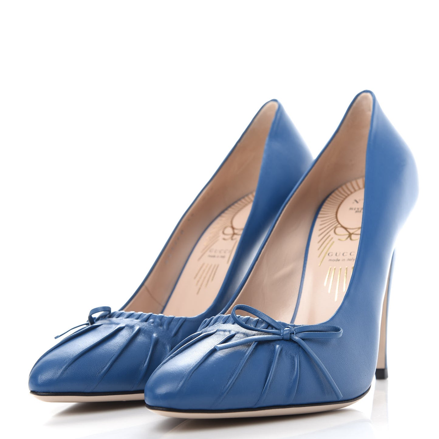 Nappa Bow High Heel Pumps 39 Riviera Blue