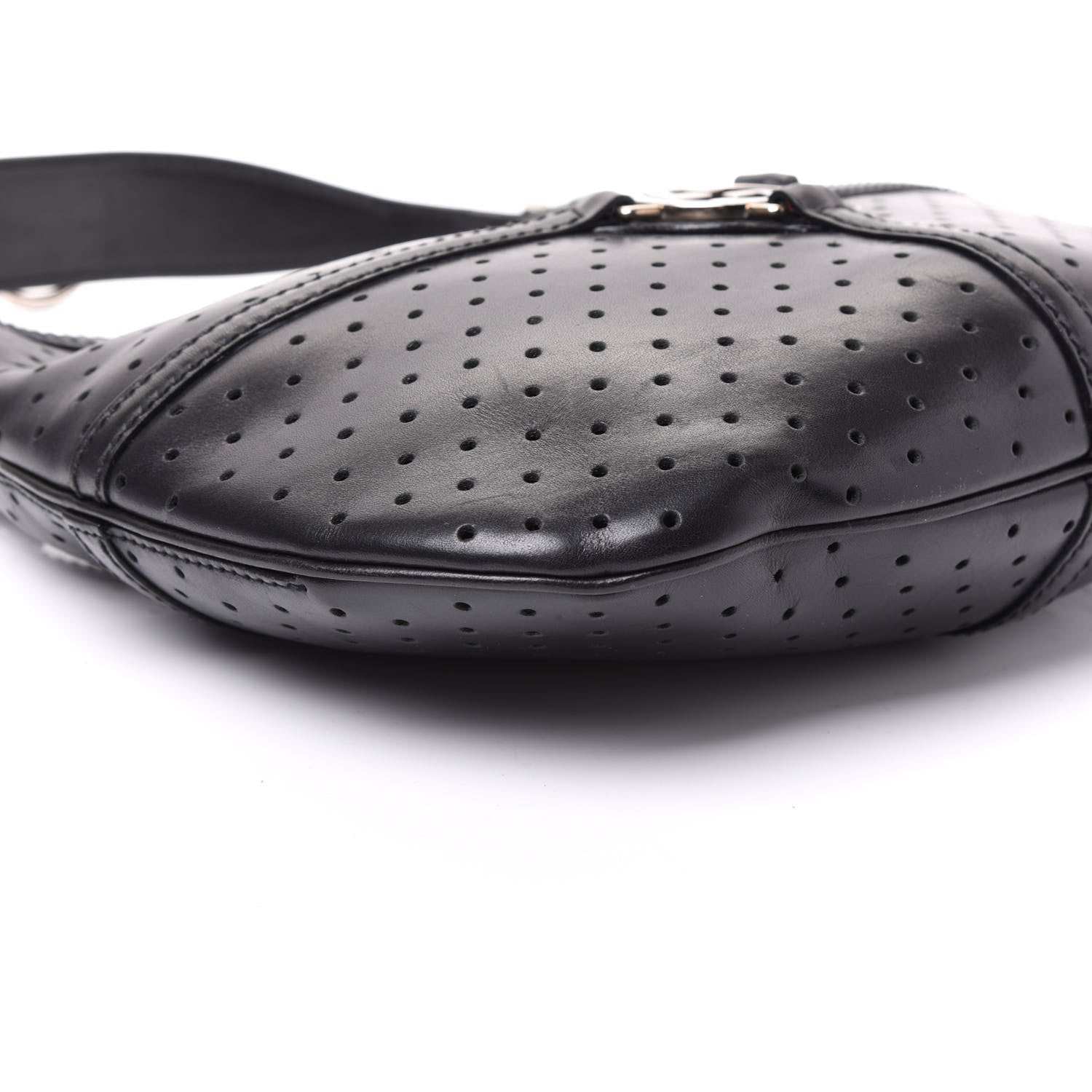 Gucci Perforated Calfskin Reins Hobo Black 6 of 8