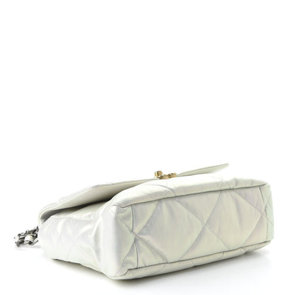 Chanel Iridescent Calfskin Quilted Large 19 Flap White 4 of 10
