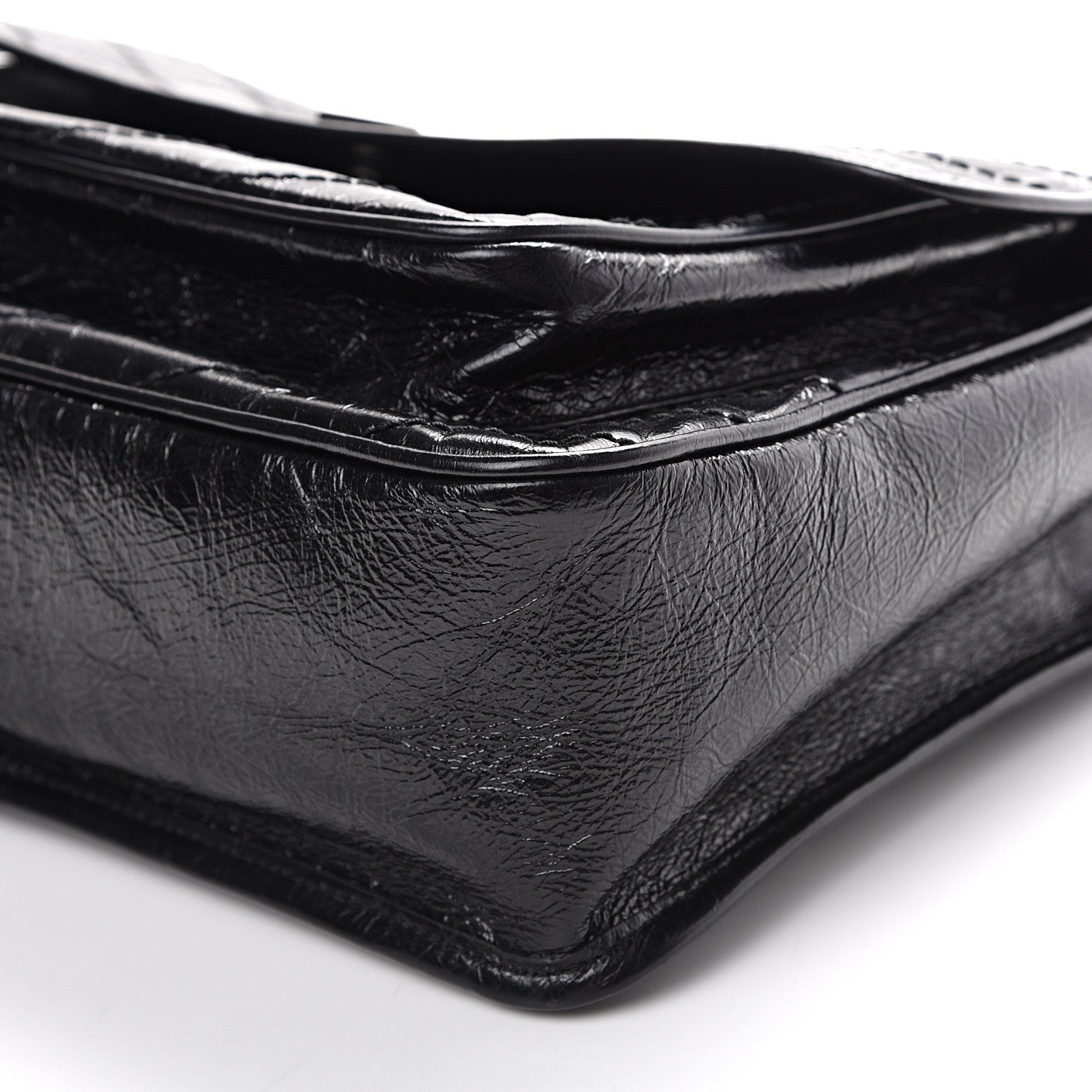 Saint Laurent Crinkled Calfskin Matelasse Monogram Large Niki Chain Satchel Black 8 of 9