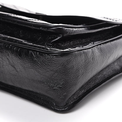 Saint Laurent Crinkled Calfskin Matelasse Monogram Large Niki Chain Satchel Black 8 of 9