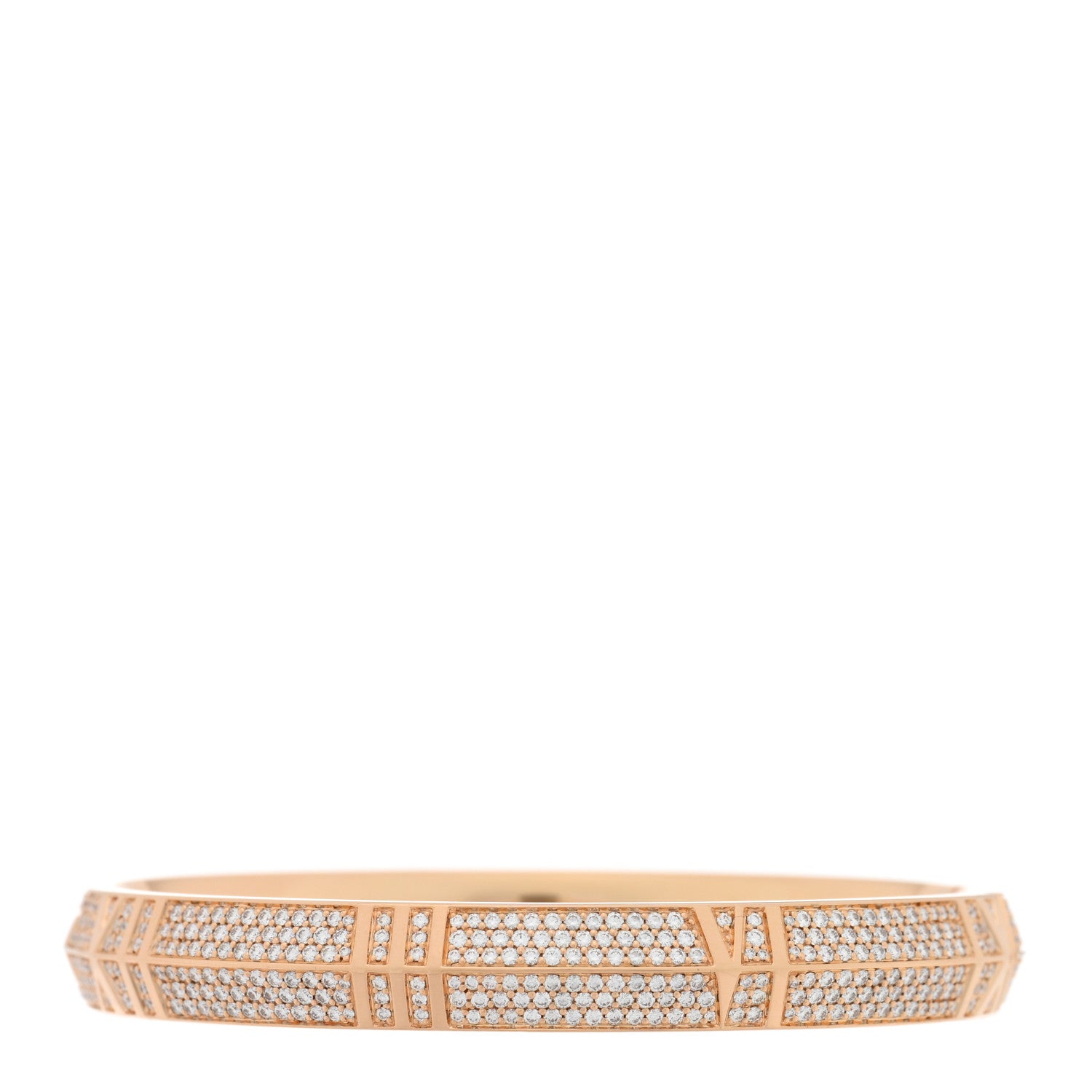 Tiffany 18K Rose Gold Diamond Atlas Closed Wide Hinged Bangle