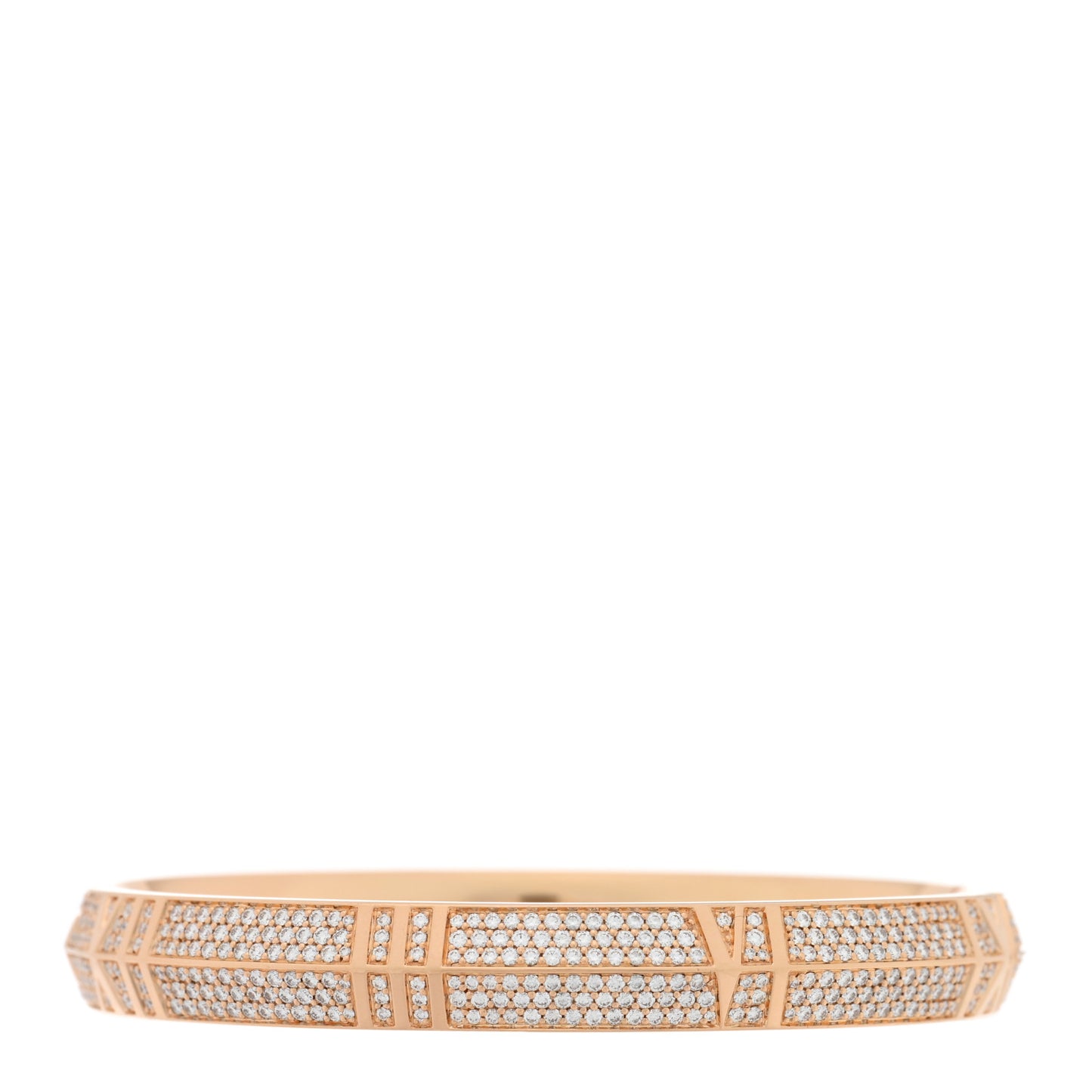 18K Rose Gold Diamond Atlas Closed Wide Hinged Bangle Bracelet
