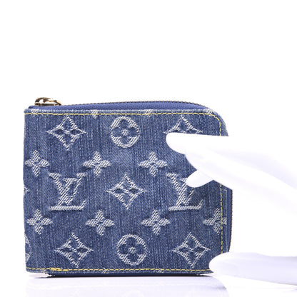 Louis Vuitton Denim Zip Compact Wallet Blue 2 of 14