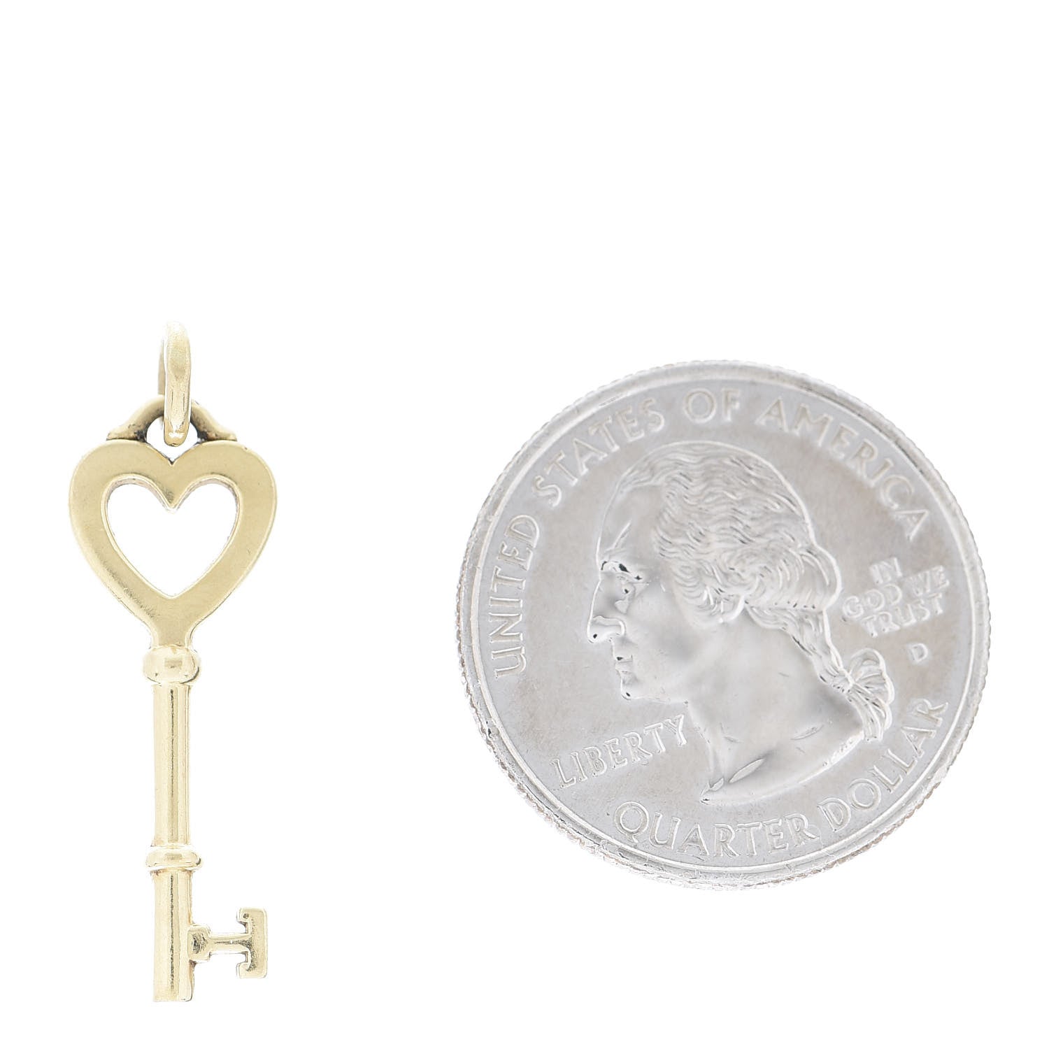 Tiffany 18K Yellow Gold Mini Heart Key Pendant 2 of 3
