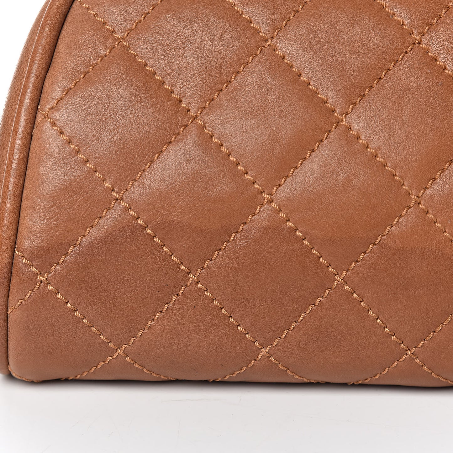 Calfskin Quilted Small Bowler Brown