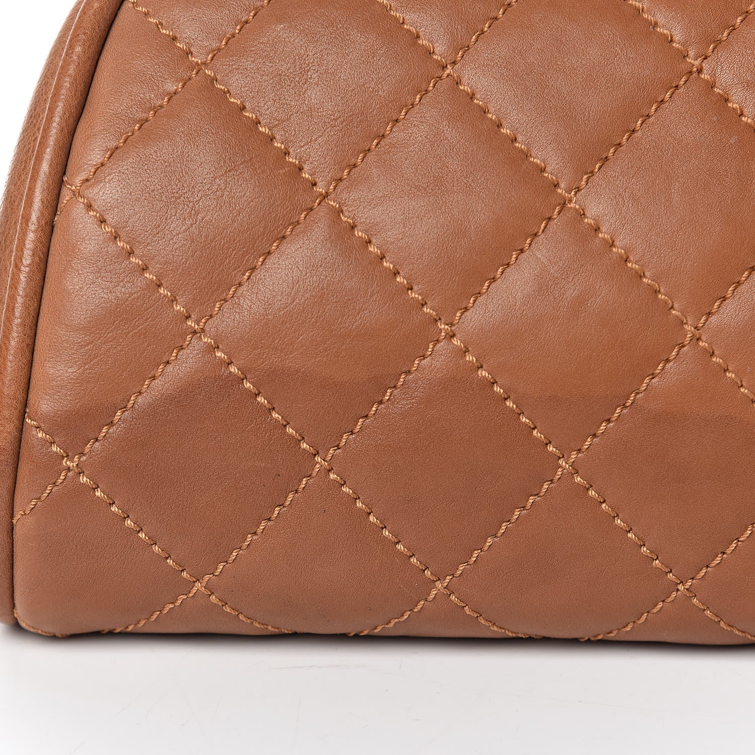 Chanel Calfskin Quilted Small Bowler Brown 16 of 23