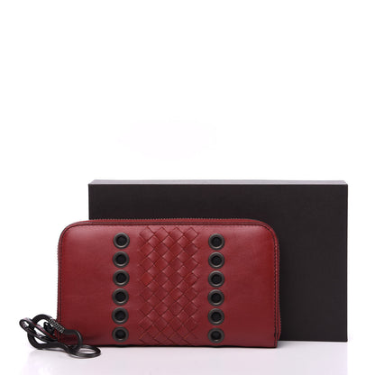 Bottega Veneta Nappa Intrecciato Eyelets Zip Around Wallet Baccara Rose 9 of 9