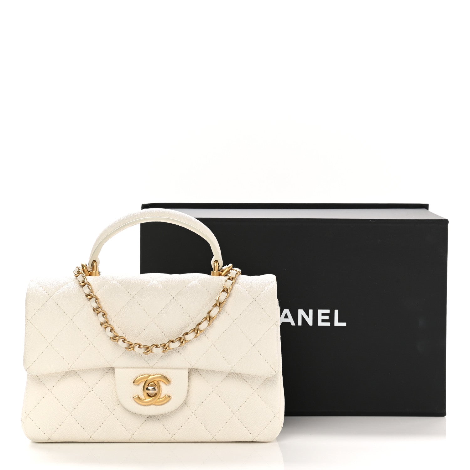 Chanel Caviar Quilted Mini Top Handle Rectangular Flap White 11 of 11