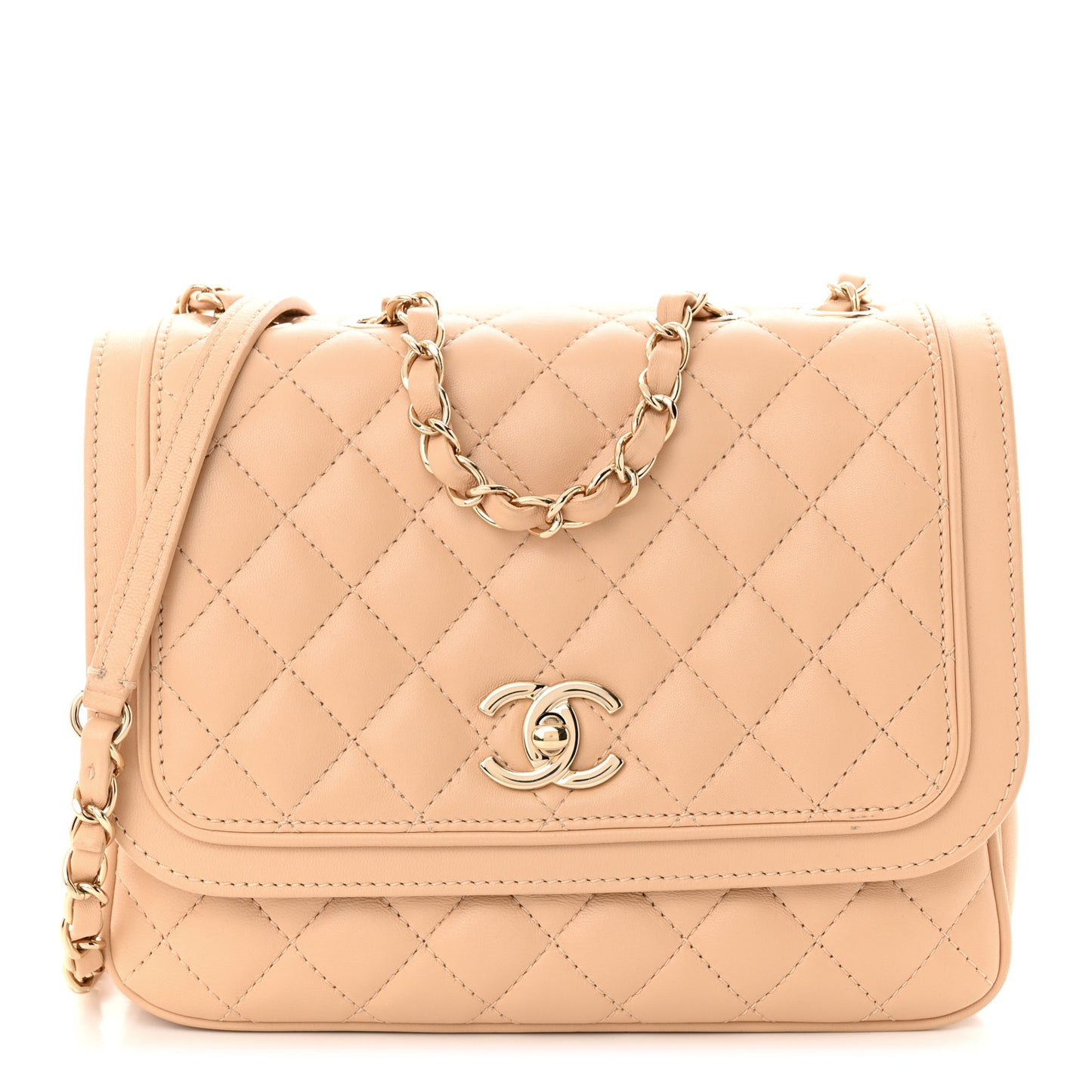 Lambskin Quilted Medium Lovely Day Flap Beige