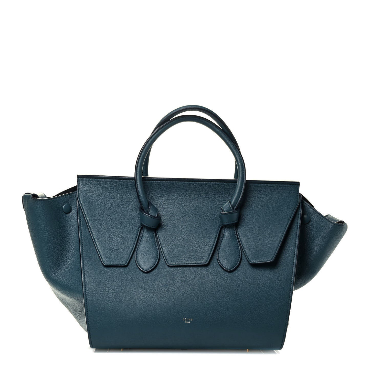 Crisped Calfskin Small Tie Knot Tote Metallic Blue
