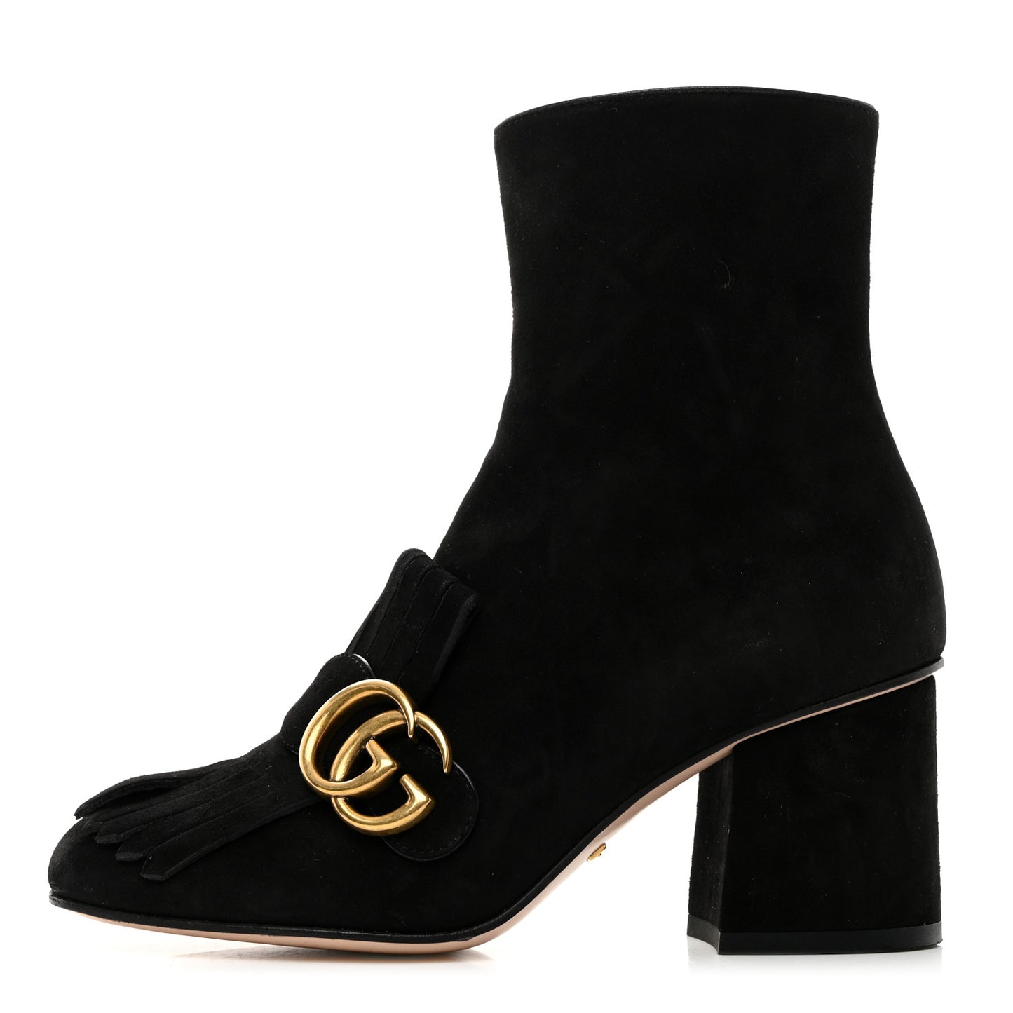 Kid Scamosciato GG Marmont Fringe 75mm Ankle Boots 35 Black