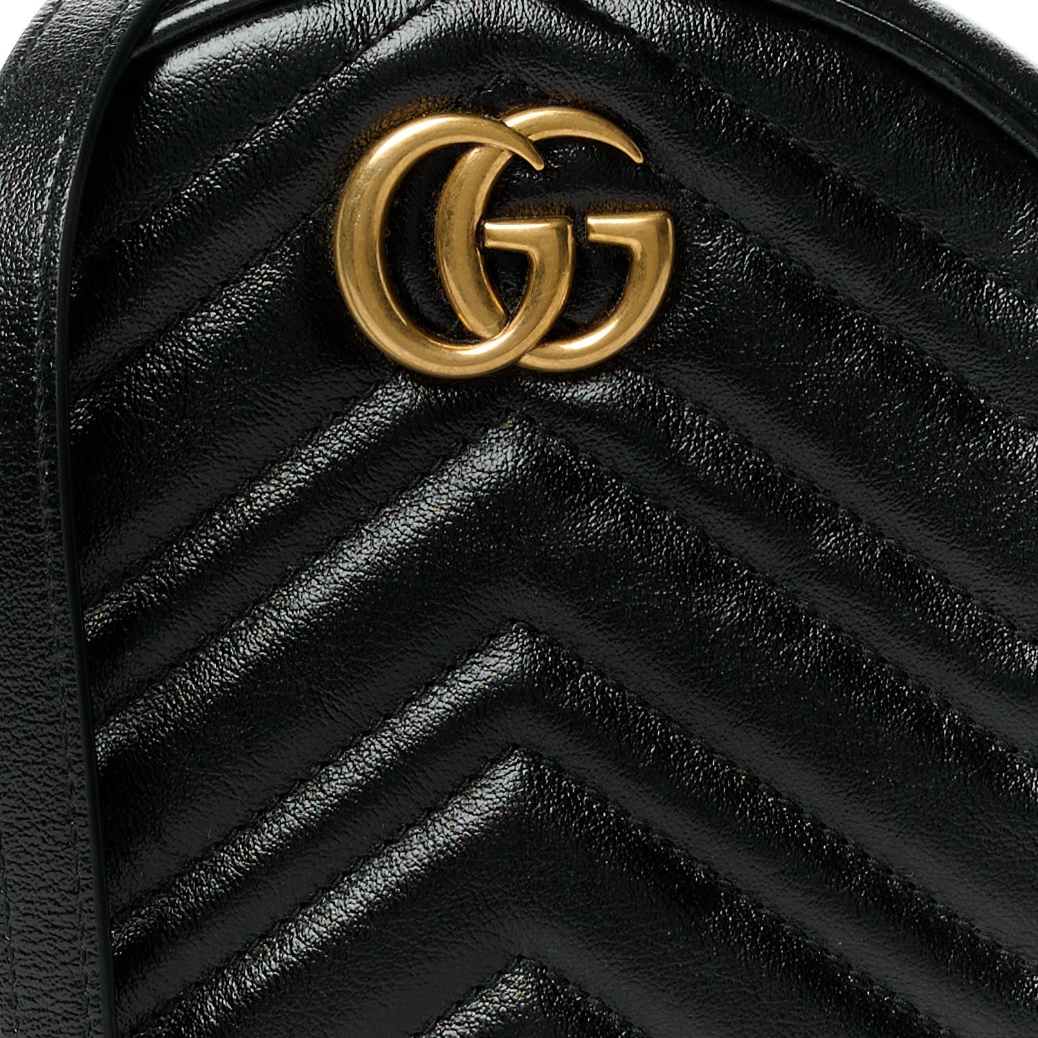 Gucci Azalea Calfskin Matelasse Heart Mini GG Marmont Round Shoulder Bag Black 9 of 12