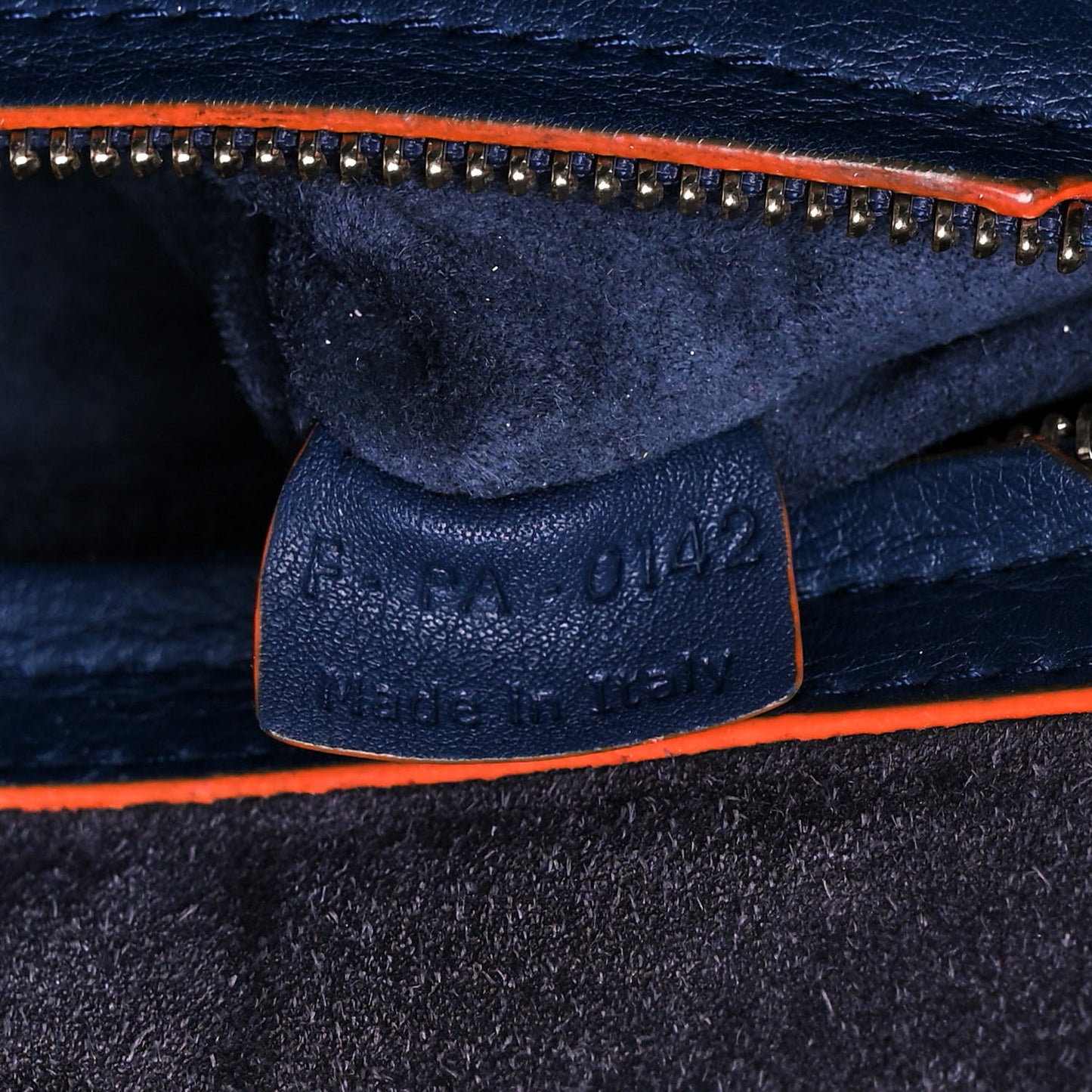 Supple Calfskin Large Phantom Luggage Navy Blue Orange
