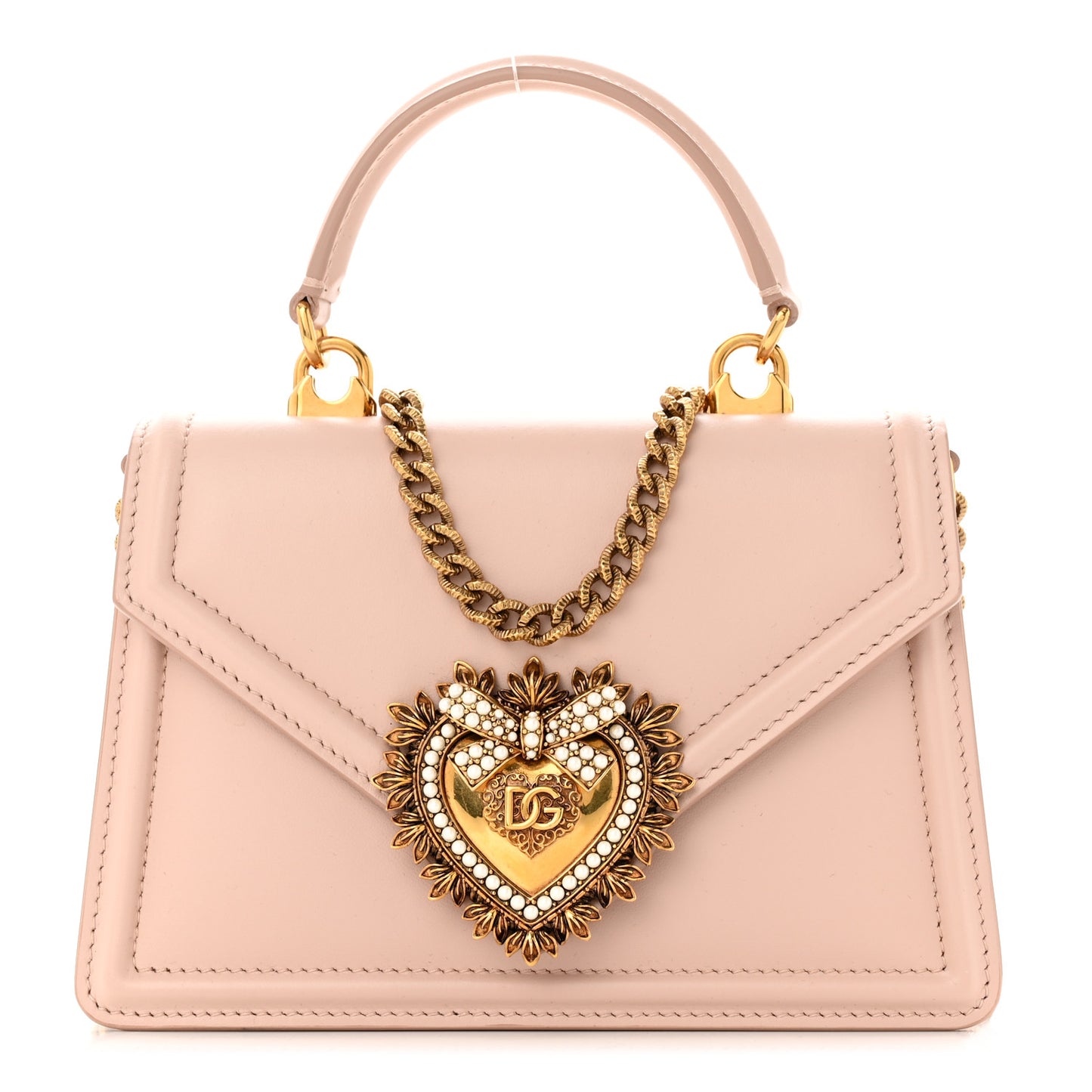 Smooth Calfskin Small Devotion Envelope Top Handle Bag Cipria