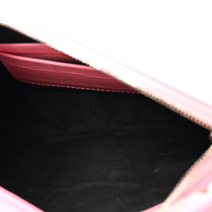 Balenciaga Extra Supple Calfskin Crocodile Embossed Le Cagole Mini Purse With Chain Sweet Pink 5 of 9