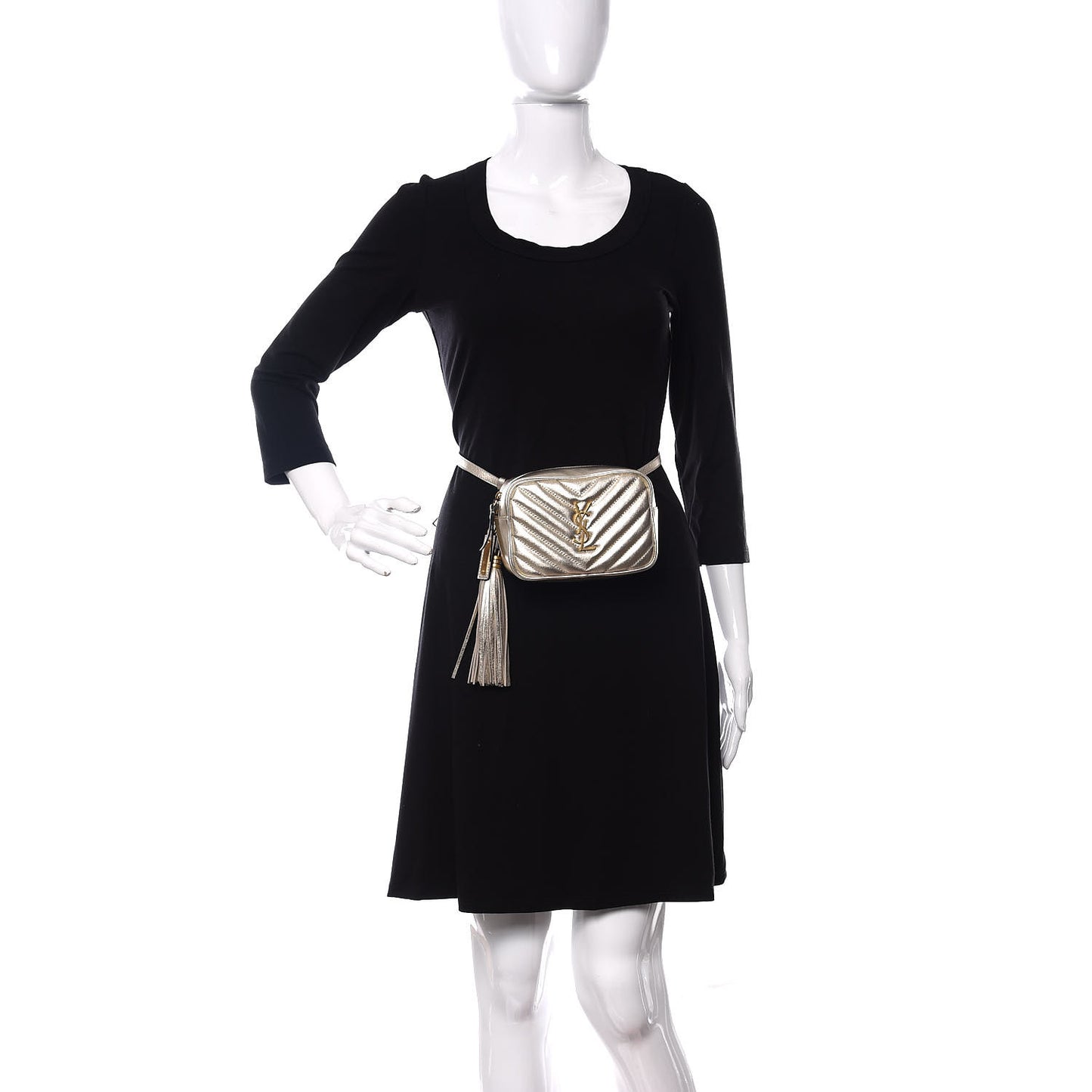 Metallic Calfskin Matelasse Monogram Lou Belt Bag Platino