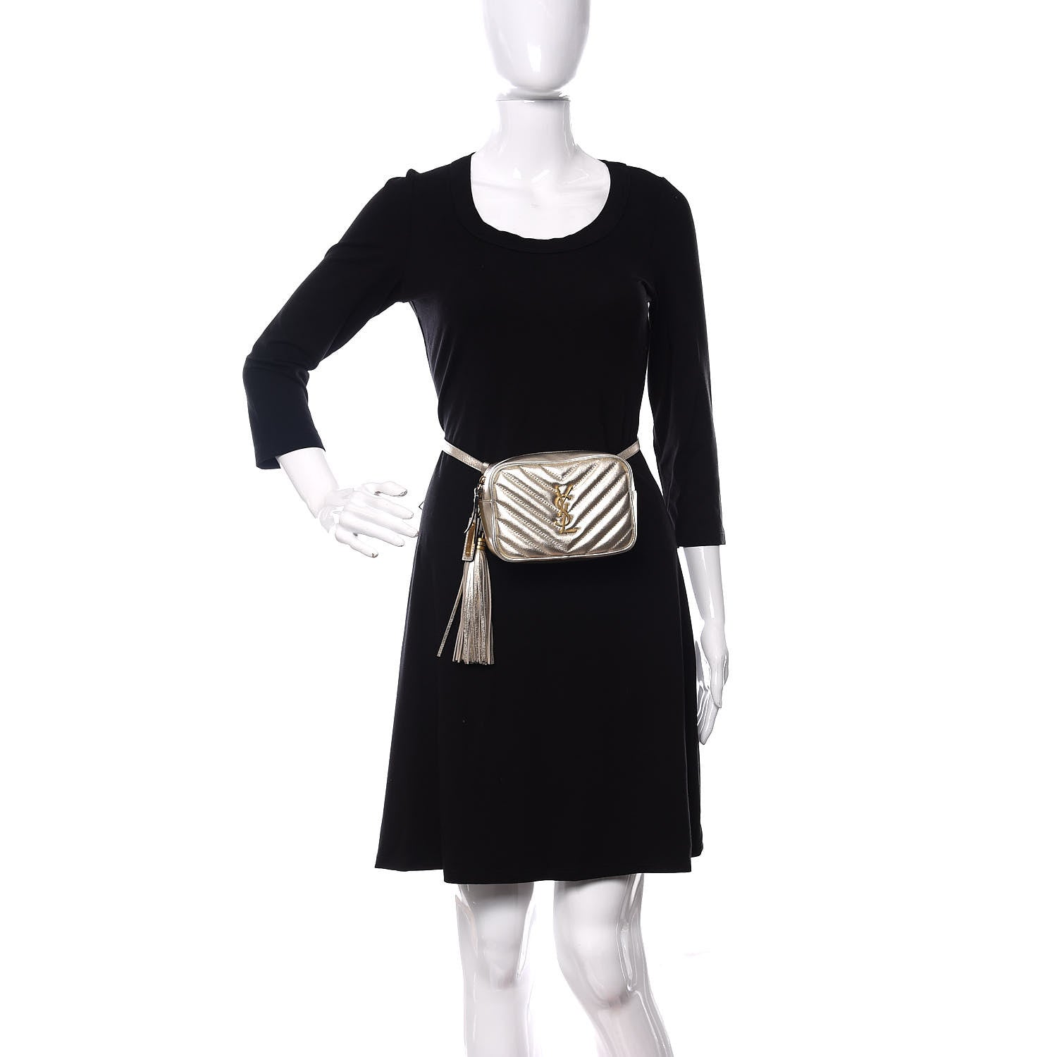 Saint Laurent Metallic Calfskin Matelasse Monogram Lou Belt Bag Platino 2 of 10