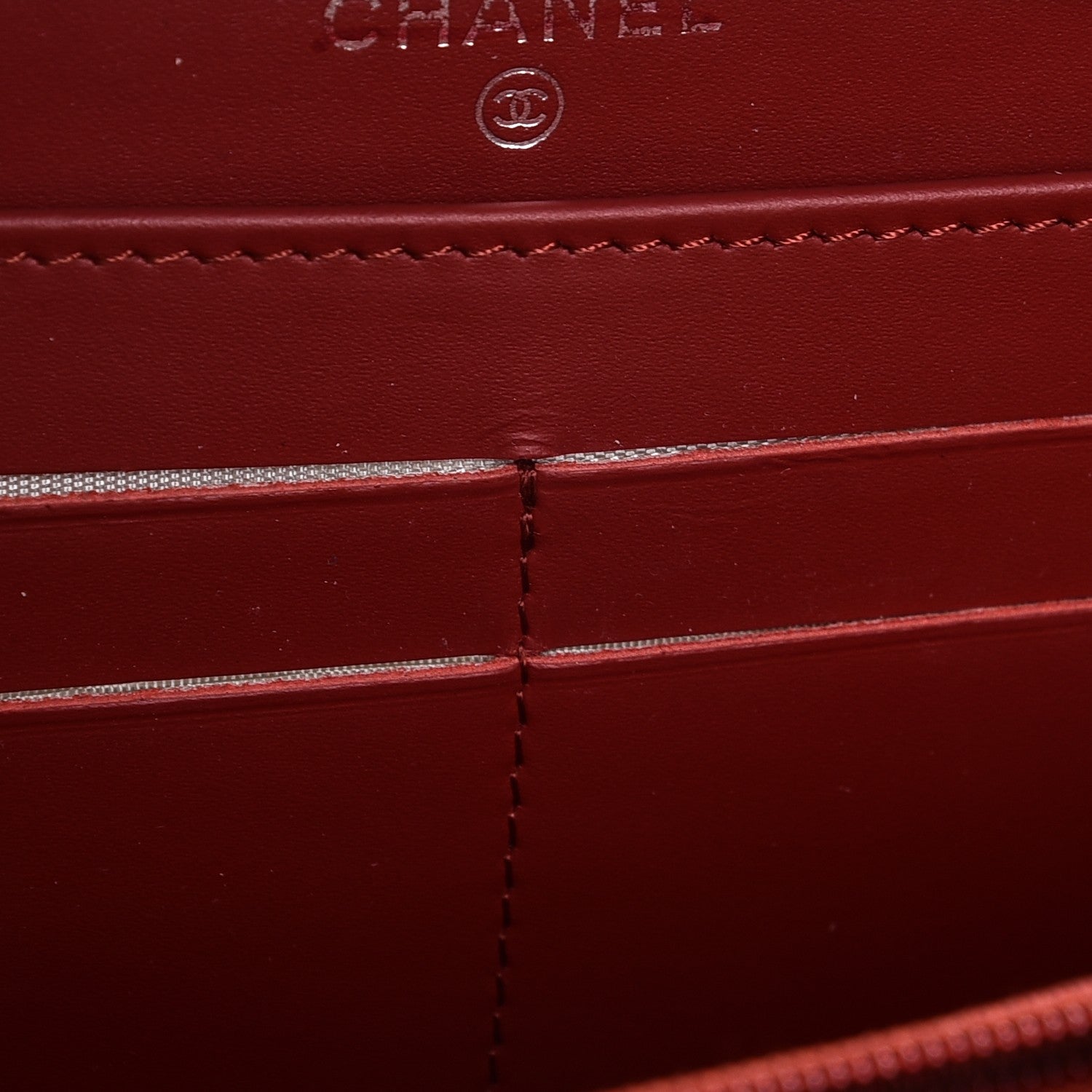 Chanel Caviar Quilted Large Gusset Zip Around Wallet Red 8 of 9