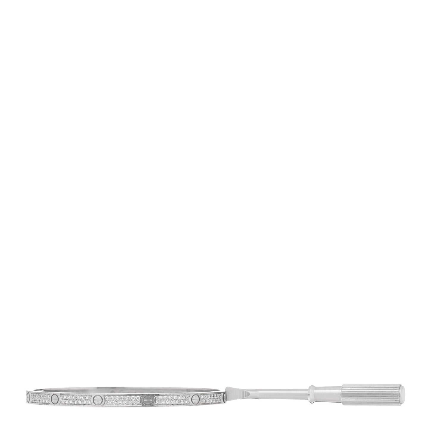 18K White Gold Diamond Small LOVE Paved Bracelet 16