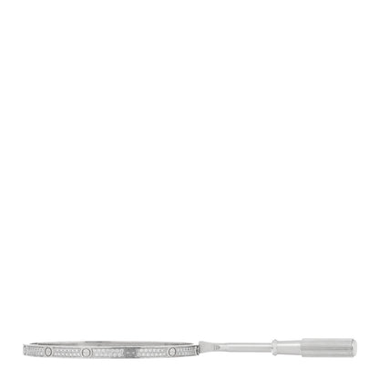 Cartier 18K White Gold Diamond Small LOVE Paved Bracelet 16 6 of 7