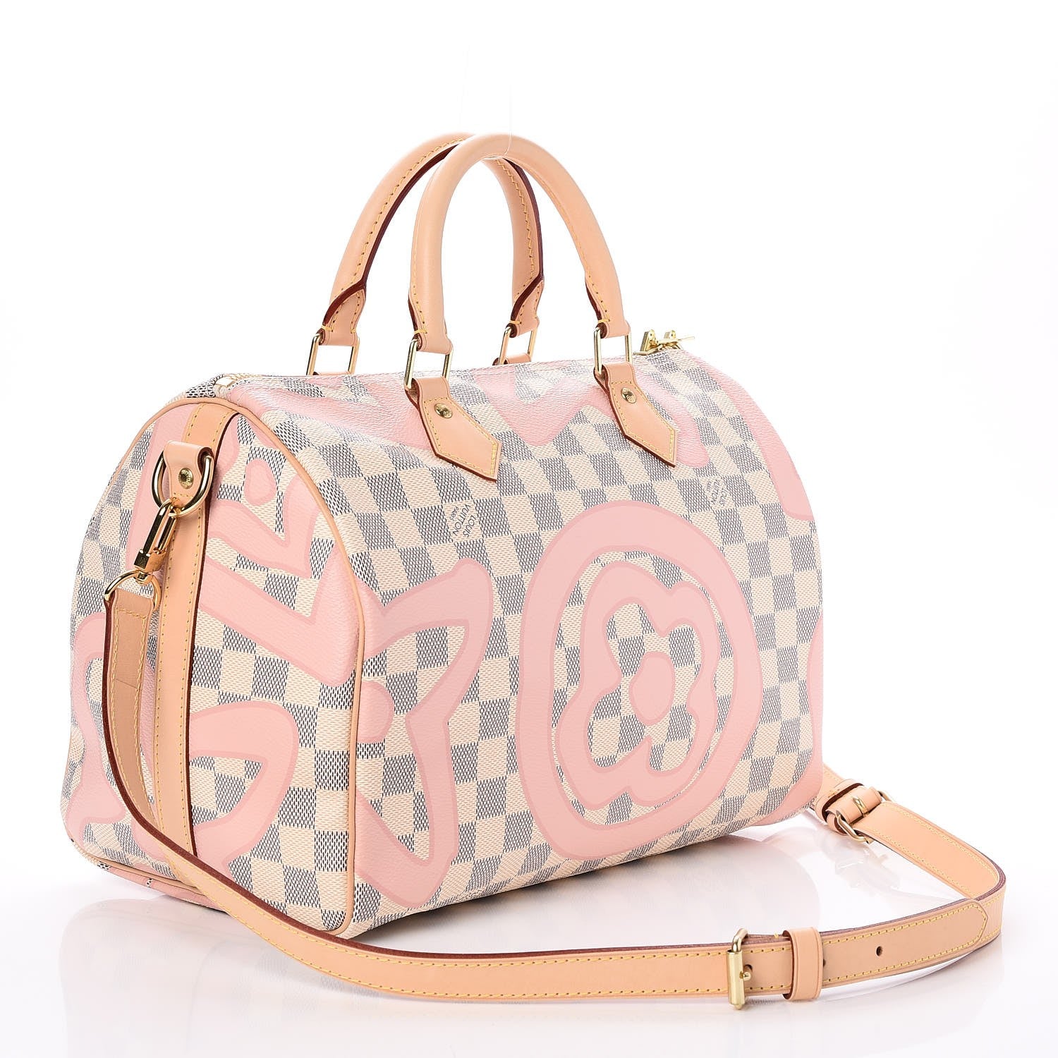 Louis Vuitton Damier Azur Tahitienne Speedy Bandouliere 30 Rose Ballerine 11 of 14