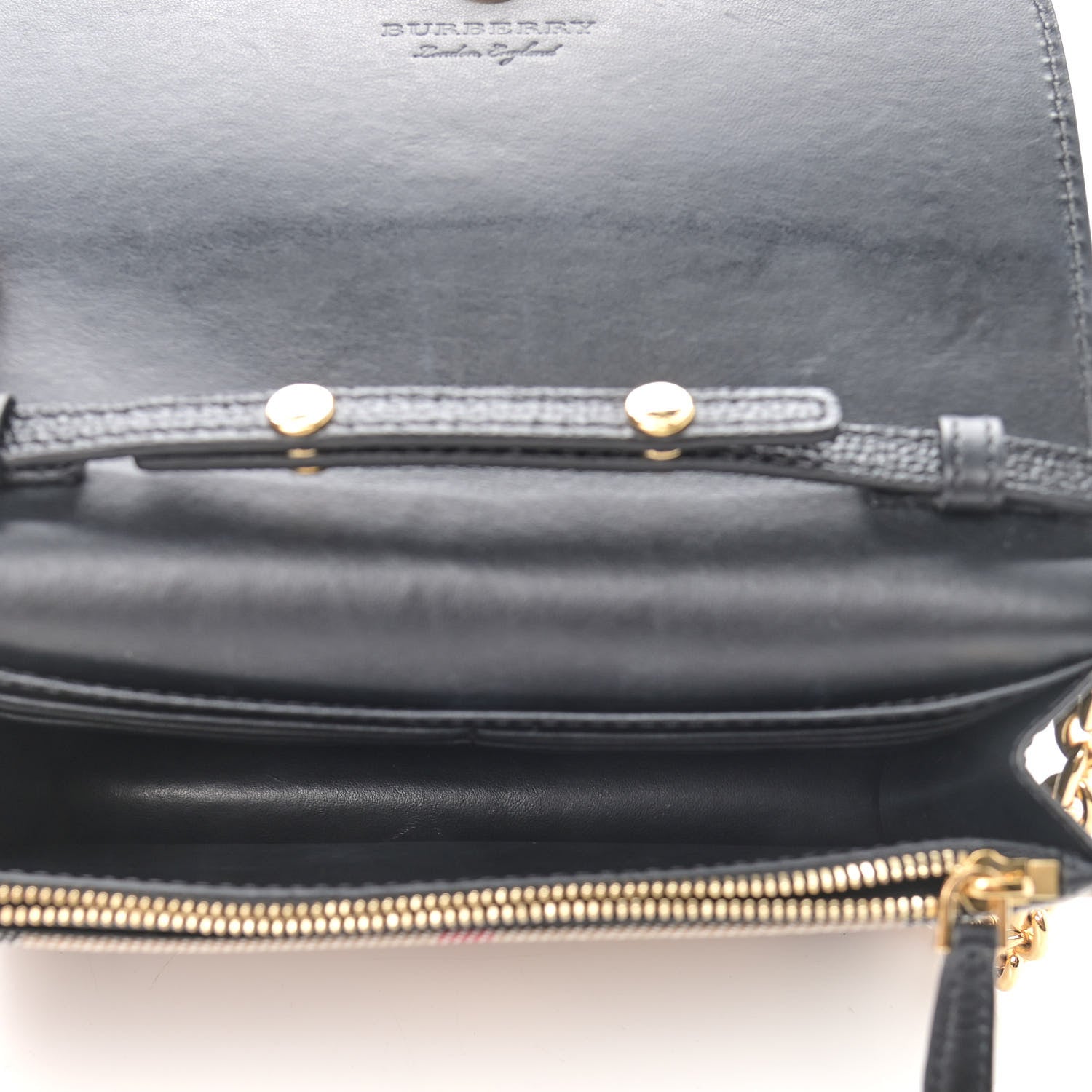 Burberry Derby Calfskin House Check Wallet On Chain Black 5 of 10