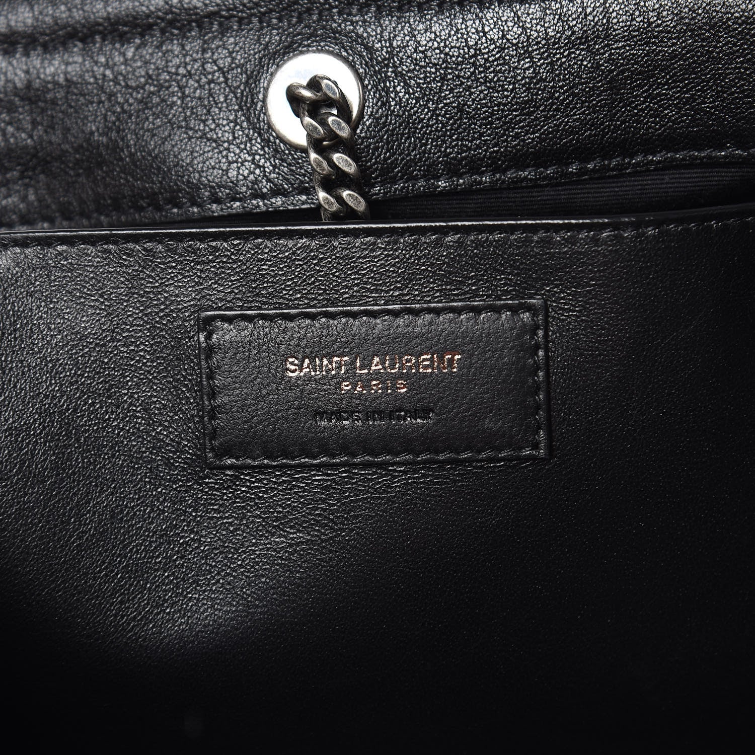 Saint Laurent Pebbled Lambskin Chevron Monogram Small Nolita Black 6 of 9