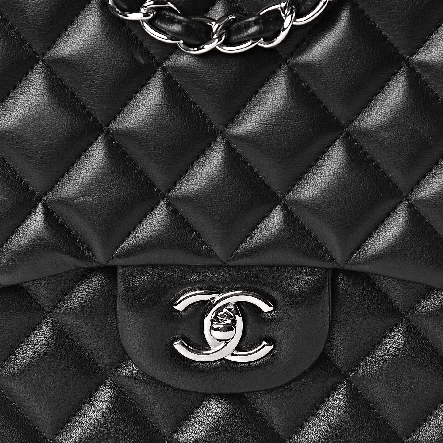 Lambskin Quilted Jumbo Single Flap Black