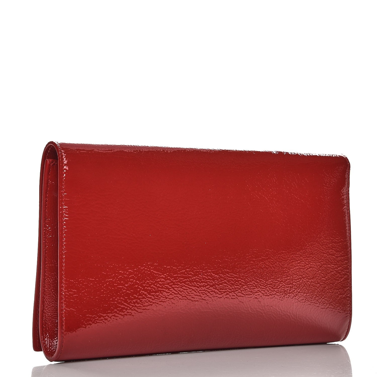 Saint Laurent Textured Patent Monogram Large Belle De Jour Clutch Red 3 of 8