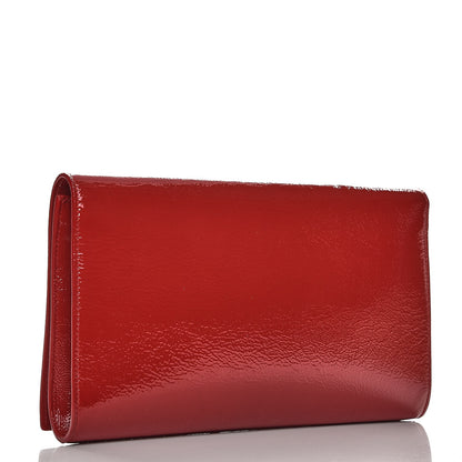 Saint Laurent Textured Patent Monogram Large Belle De Jour Clutch Red 3 of 8