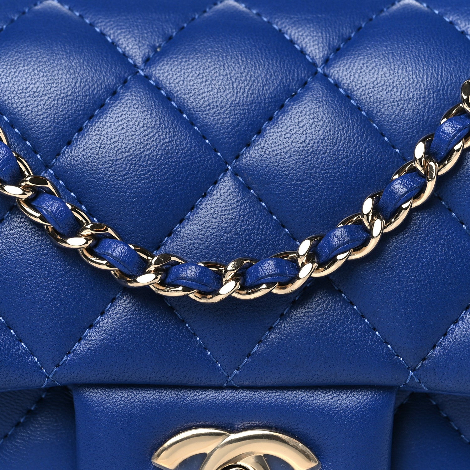 Chanel Lambskin Quilted Mini Top Handle Rectangular Flap Blue 8 of 10