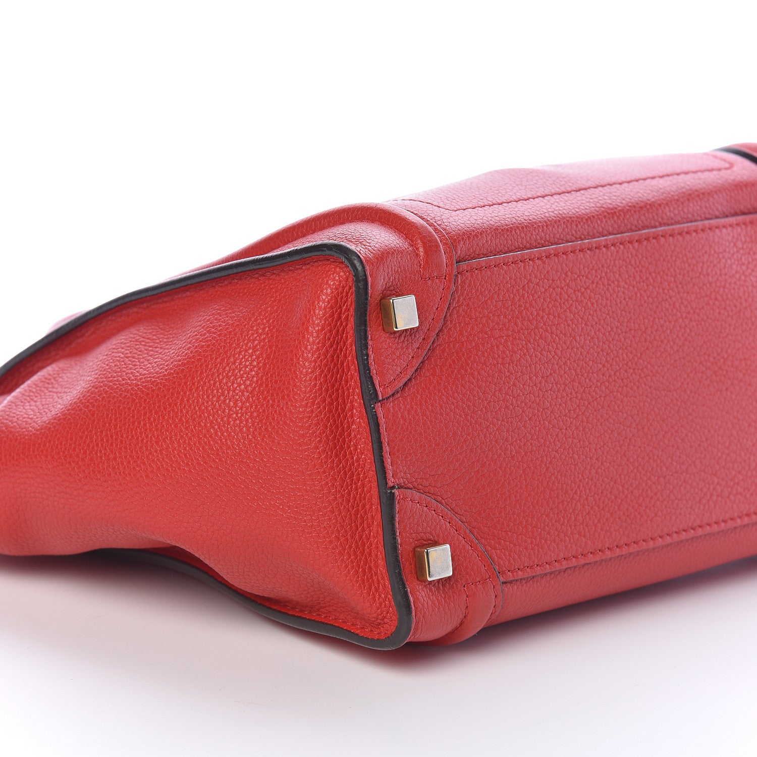 Celine Drummed Calfskin Micro Luggage Coquelicot 5 of 10