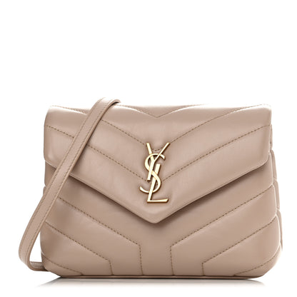Saint Laurent Calfskin Y Quilted Monogram Toy Loulou Crossbody Bag Marble Pink 1 of 12